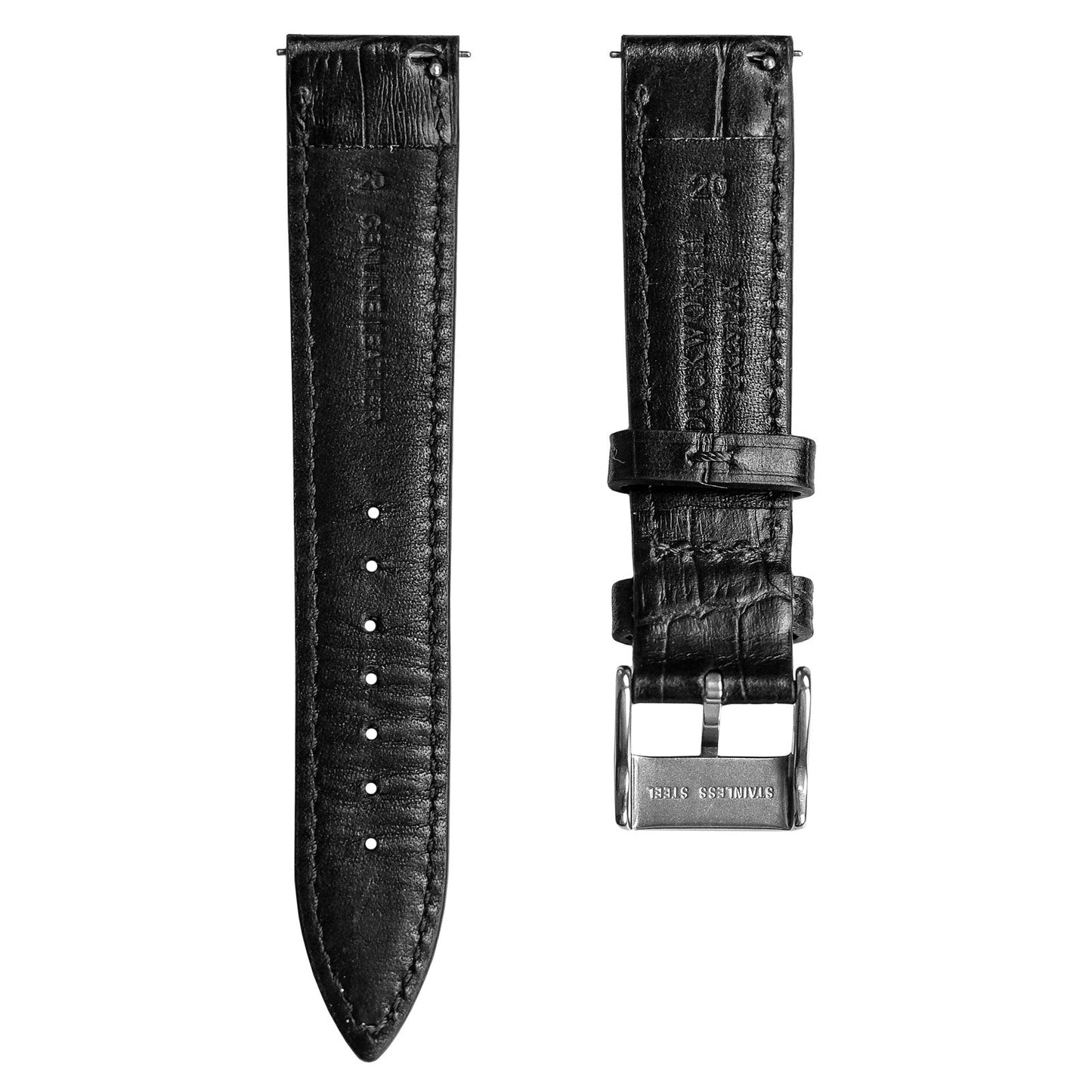 Black Croco-Print Horween Genuine Leather Strap