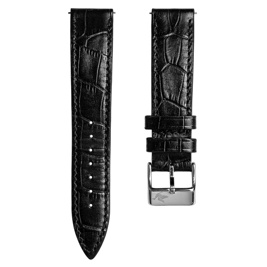 Black Croco-Print Horween Genuine Leather Strap