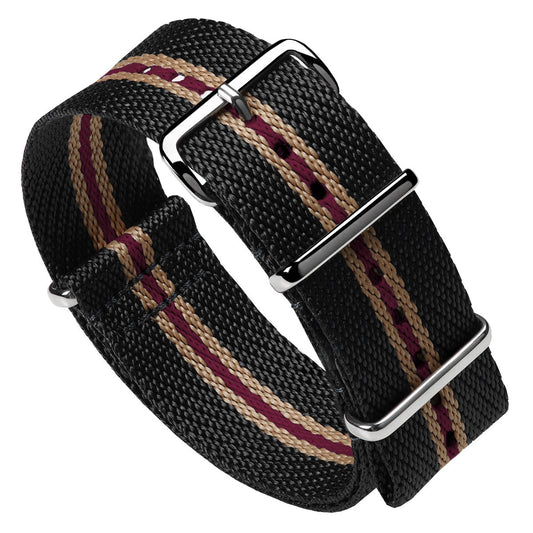 Black Nylon with Brown and Red Stripe