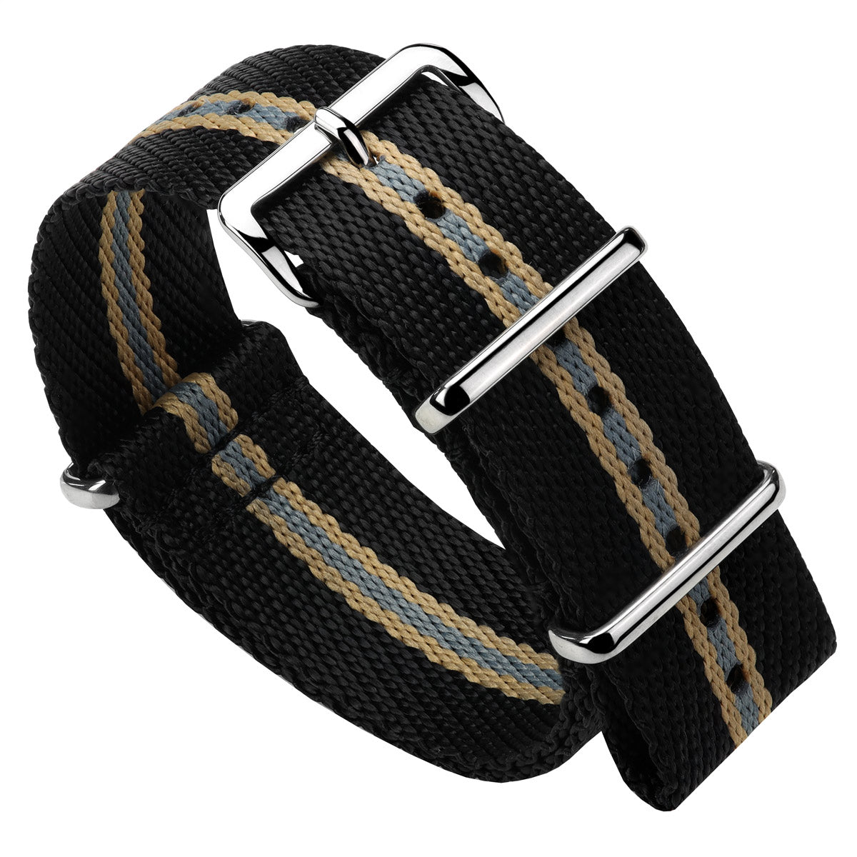 Black Nylon with Sand and Grey Stripe