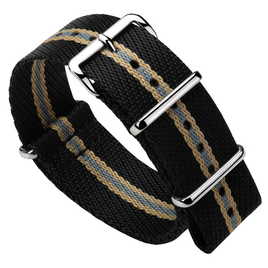 Black Nylon with Sand and Grey Stripe