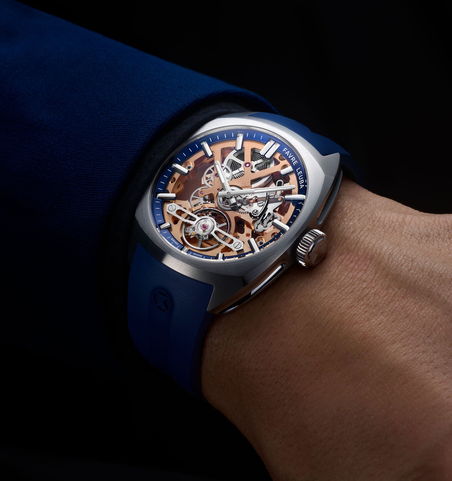 Favre Leuba  Chief Skeleton Gold Movement Blue