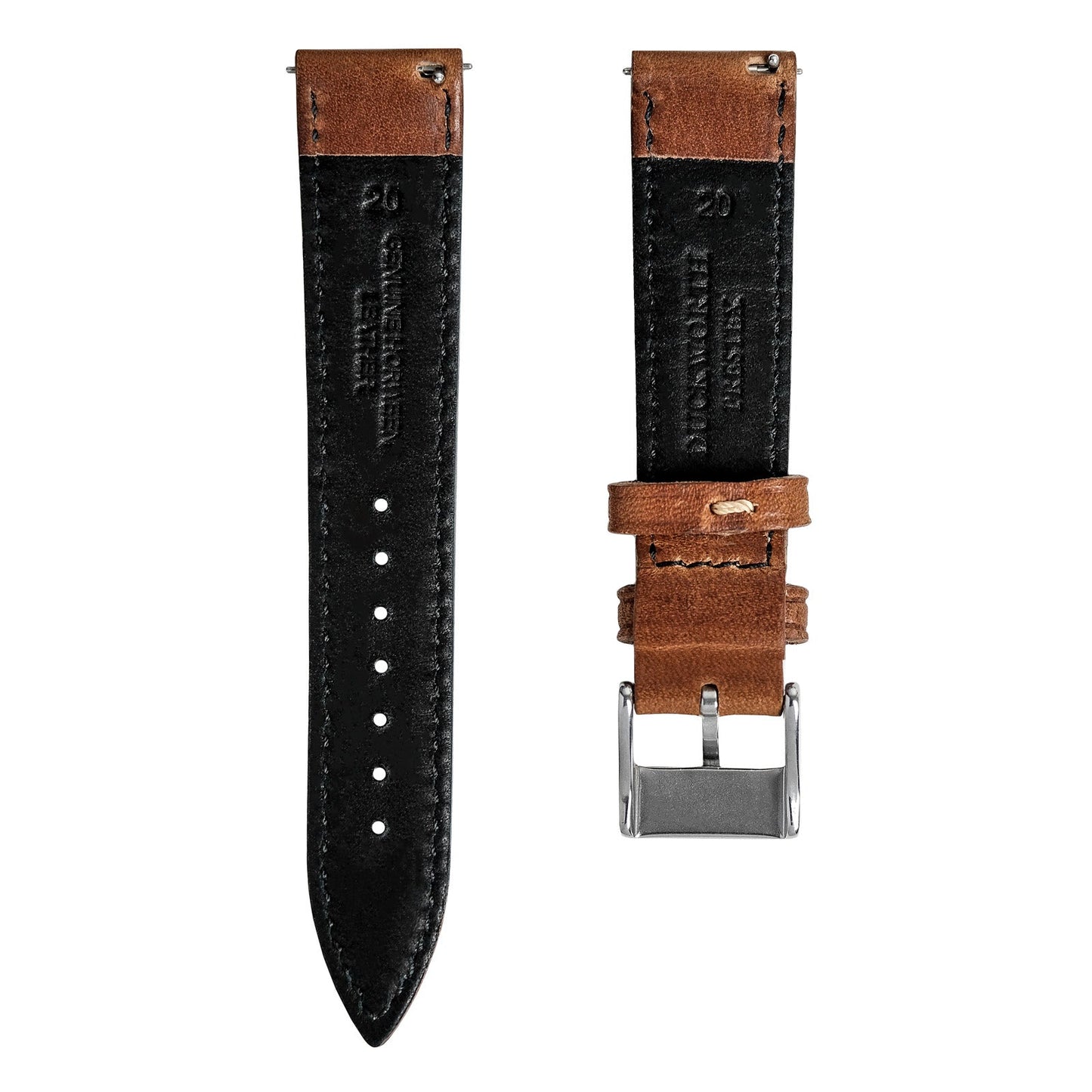 Tan Brown Horween Genuine Leather Padded Strap